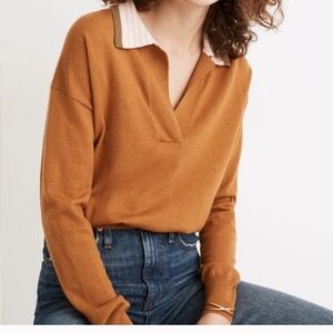 Madewell orange collared wool sweater